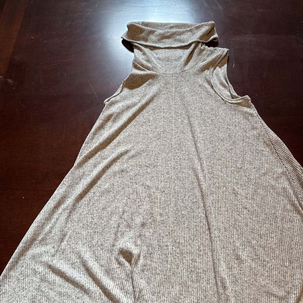 BDG Sleeveless Ribbed Heather Gray Marled Cowl Neck Swing Dress